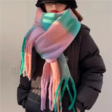 Load image into Gallery viewer, 2025 Winter Thick Warm Scarf Women Cashmere Shawl and Wraps Pashmina Neckerchief Bufanda Female Rainbow Hairy Tessel Echarpe New