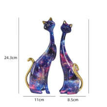 Load image into Gallery viewer, ERMAKOVA 2-Piece Nordic Cat Oil Painting &amp; Resin Figurine Desktop Sculpture Decor