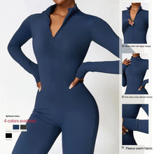 Load image into Gallery viewer, Winter Autumn Women's One-piece Yoga Jumpsuit leggings Long-sleeved Warm ski Overalls Outerwear High Elastic Cycling Bodysuit