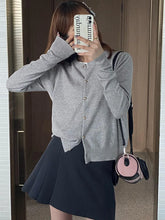 Load image into Gallery viewer, Solid Color Knitted for Women Cardigan Korean Single Breasted Long Sleeve Jumper Woman Round Neck All Match Cardigans Outwear