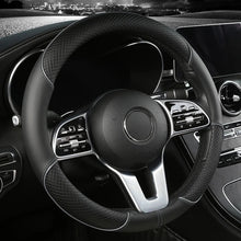 Load image into Gallery viewer, All Seasons Leather Diamond Steering Wheel Cover Universal Fit for 14 .5-15 Inch Durable Leather Cover Anti-Slip Veins Design