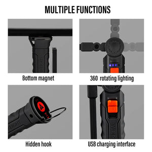 Rechargeable LED Work Light - Rotatable, Waterproof, 4 Lighting Modes