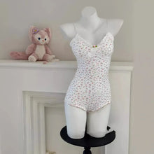 Load image into Gallery viewer, Women Sexy  Floral Print Bodysuit Lace Trim Sleeveless Slim Fit Leotard Summer Jumpsuit Romper Sexy Underwear Nightwear Lingerie