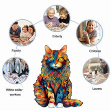 Load image into Gallery viewer, Colourful Cat Wooden Puzzle Irregular Animal Shaped Wooden Puzzle Puzzle Toy Birthday Gift