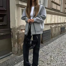 Load image into Gallery viewer, 2024 Spring and Autumn New Casual Street Loose Oversize Hooded Zipper Hoodie Space Cotton Jacket Coat Lazy Women's Cardigan