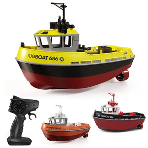 JIKEFUN 686 Dual Motor RC Tugboat - 2.4G Long Range Remote Control Boat for Boys Gift