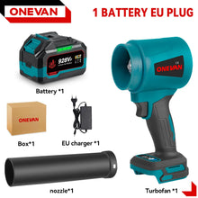 Load image into Gallery viewer, ONEVAN 400M/S 4000W High Power Brushless Turbo Blower Fan Electric Air Blower Jet Fan Snow Leaf Dust Tool For Makita Battery Pin