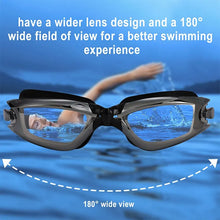 Load image into Gallery viewer, Swimming Goggles Adult Myopia Swimming Goggles One-piece Earplugs Electroplating Anti-fog High-definition Swimming Goggles