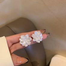 Load image into Gallery viewer, Acrylic White Camellia Flowers Stud Earrings for Women Fashion Temperament Fairycore Earring Party Wedding Jewelry Wholesale