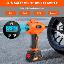 Load image into Gallery viewer, Tyre Inflator Cordless Air Compressor, 21V Rechargeable Battery Powered 180PSI Portable Handheld Car Tyre Pump