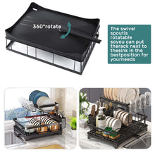 Load image into Gallery viewer, Large 2-tier dish drying rack for kitchen countertops, removable large-capacity dish draining rack