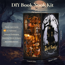 Load image into Gallery viewer, Book Nook Kit Dark Family DIY Wooden Puzzle Gothic style Halloween Bookshelf Dollhouse Model Bookend Building Home Decoration
