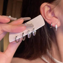 Load image into Gallery viewer, 4Pcs/set Stainless Steel Aesthetic Zircon Crystal Hoop Earrings for Women Egirl New Y2K Cool Daily Wear Jewelry Accessories