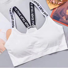 Load image into Gallery viewer, Sports underwear Women Yoga Fitness Seamless Crop Top Wide Letter Straps Comfortable Workout Activewear