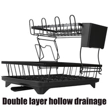 Load image into Gallery viewer, Dish Drying Rack 2-Tier Compact Kitchen Dish Rack Dish Drainer with Chopstick Cylinder Kitchen Drainer rack with spout
