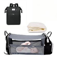 Load image into Gallery viewer, 3 In 1 Diaper Bag Backpack Foldable Baby Bed Waterproof Travel Bag with USB Charge Diaper Bag Backpack with Changing Bed 3 types