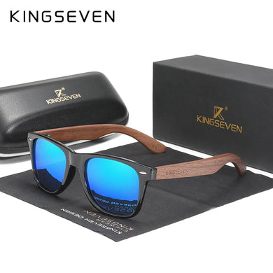 KINGSEVEN Walnut Men's Sunglasses - Polarized Wood Frame UV400 Handmade Eyewear