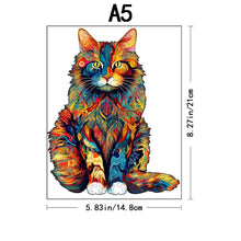 Load image into Gallery viewer, Colourful Cat Wooden Puzzle Irregular Animal Shaped Wooden Puzzle Puzzle Toy Birthday Gift