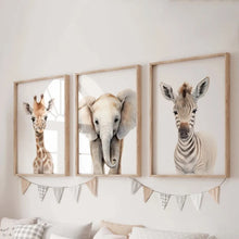 Load image into Gallery viewer, Safari Nursery Decor Set of 3 Poster Jungle Animal Nursery Wall Art Prints Baby Animal Prints Children&#39;s Room Bedroom Decoration