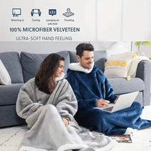 Load image into Gallery viewer, Super Long Flannel Blanket with Sleeves Winter Hoodies Sweatshirt Women Men Pullover Fleece Giant TV Blanket Oversized