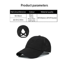 Load image into Gallery viewer, Women&#39;s Summer Baseball Cap - Mesh Quick Dry Sun Hat, Ponytail Friendly