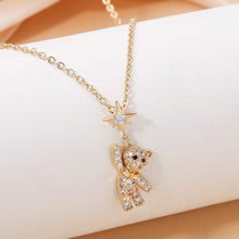 Load image into Gallery viewer, Obega Lovely Bear Necklace for Women - Cubic Zirconia Inlaid Gold Chain Cute Pendant