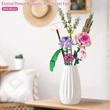 Load image into Gallery viewer, Mini Pink Rose Lavender Building Block Flower Bouquet Home Decor Toy Kit