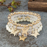 4Pcs Bohemian Butterfly Charm Bracelet Set Crystal Beads Fashion Jewelry