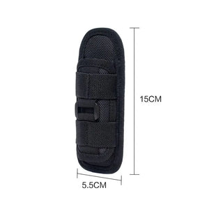 Tactical MOLLE Flashlight Pouch - 360° Rotatable Nylon Torch Holster Case Outdoor Use