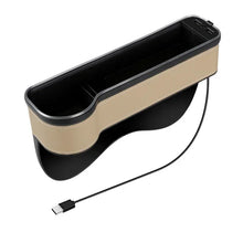 Load image into Gallery viewer, New Car Crevice Storage Box with 2 USB Charger Colorful LED Seat Gap Slit Pocket Seat Organizer Card Phone Bottle Cups Holder