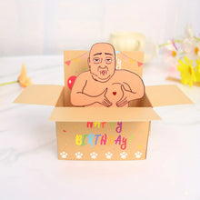 Load image into Gallery viewer, 1pc Hilarious Happy Birthday Pop-Up Card - Humorous 3D Character Design with Heart Balloons &amp; Confetti, Whimsical Card