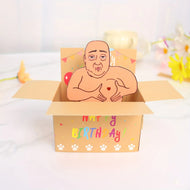 1pc Hilarious Happy Birthday Pop-Up Card - Humorous 3D Character Design with Heart Balloons & Confetti, Whimsical Card