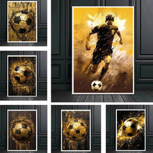 Load image into Gallery viewer, Classic Soccer Aesthetic Wall Art Abstract Black Gold Graffiti HD Canvas Poster Print