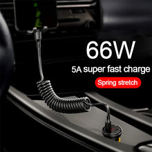 Load image into Gallery viewer, USB Type C 66W Car 5A Fast Charging Type C to Type C Spring Telescopic Cable For iPhone 15 Samsung Huawei Xiaomi Redmi OnePlus