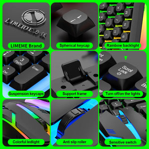 LIMEIDE GTX350 Wired Membrane Gaming Office Keyboard with Colorful Lighting 104 Keys