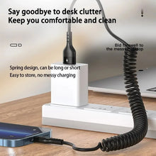 Load image into Gallery viewer, USB Type C 66W Car 5A Fast Charging Type C to Type C Spring Telescopic Cable For iPhone 15 Samsung Huawei Xiaomi Redmi OnePlus