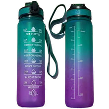 Load image into Gallery viewer, 1L Large Capacity Gradient Water Bottle with Straw, Leakproof &amp; Time Marker for Fitness