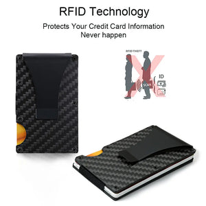 Dienqi Carbon Fiber RFID Card Holder - Slim Aluminum Men's Wallet