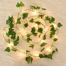Load image into Gallery viewer, 2/5/10M Silk Leaves Fake Creeper Green Leaf Ivy Vine LED String Lights for Home Wedding Hanging Garland Artificial Plants Decor