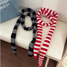 Load image into Gallery viewer, Women Harajuku Cotton Scarves Y2k Black Grey Stripe Long Scarves 180cm Thin Long Decorative Neckerchief Fashion Streetwear