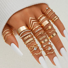 Load image into Gallery viewer, 58PCS Vintage Heart Snake Butterfly Rings Set for Women Fashion Metal Gold Plated Geometric Hollow Finger Ring Jewelry Gifts New