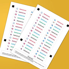 Load image into Gallery viewer, Custom Waterproof Name Stickers for Water Bottles &amp; Kids Stationery – Colorful Personalized Labels, Durable Vinyl, Eco-Friendly