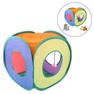 Foldable Cube Cat Tent with Fun Tunnels - Interactive Kitten & Small Dog Toy