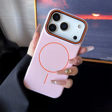 Load image into Gallery viewer, Frosted Hit Color Lichee Pattern Magnetic Phone Case For iPhone 17 Air 16 15 14 13 12 11 Pro Max Plus For Magsafe TPU Soft Cover