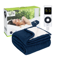 Load image into Gallery viewer, TOPS Electric Blanket, Heated Throw Blanket , 20-48℃ Heat Settings, Auto-off Timer, Warm Sherpa, Overheat Protection, Washable