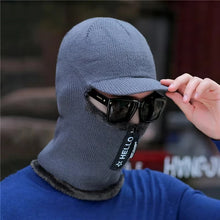 Load image into Gallery viewer, New Men Winter Warm Wool Hat Outdoor Ear Protection Hats Warm Thick Bicycle Knitted Capd Scarf Windproof Visors Cap