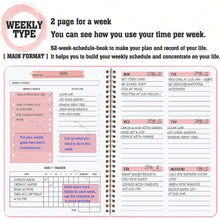 Load image into Gallery viewer, 52 Weeks Weekly Planner Notebook A5 Undated Spiral Agenda Daily Student Schedules Journal Stationery Office School Supplies