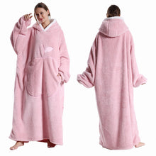 Load image into Gallery viewer, Extra Long Wearable Flannel Blanket | Hooded with Sleeves, Cozy Winter Throw for Adults