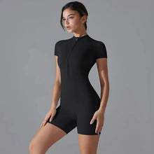 Load image into Gallery viewer, Yoga Set Women's Jumpsuits One-Piece Suit Zipper Short Sleeve Gym Push Up Workout Clothes Fitness Bodysuit Sportswear Tracksuit