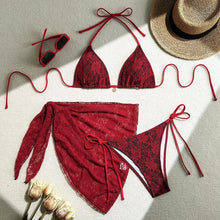 Load image into Gallery viewer, Lace Sexy Bikinis Female Swimsuits Women Three-Piece Swimwear Beach Swimming Wear Bathing Suits Brazilian Bikini Set Pool Bather